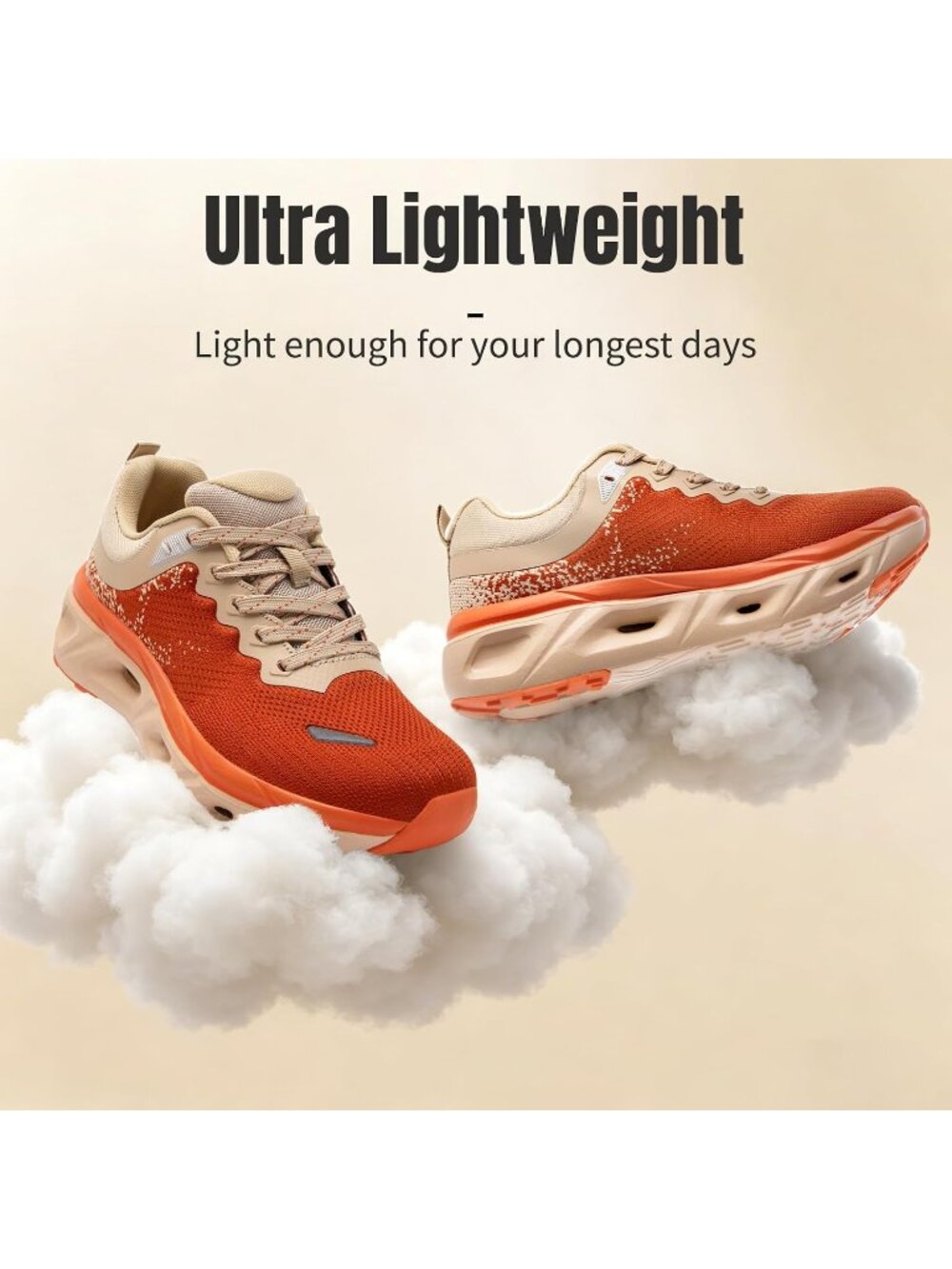 Women's Orange Comfortable Cushioning Non Slip Work Fashion Walking Sneakers - Picture 6 of 6
